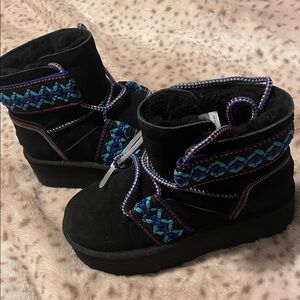 UGG platform Black Boots with Blue and Purple Accents